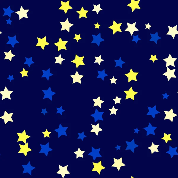 Abstrato Amarelo Azul Estrelas Sem Costura Padrão Noite Azul Marinho — Fotografia de Stock