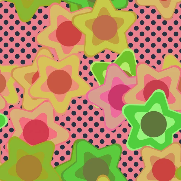 Κινούμενα Σχέδια Πολύχρωμα Αστέρια Απρόσκοπτη Σχεδίαση Γκρι Πουά Ροζ Φόντο — Φωτογραφία Αρχείου