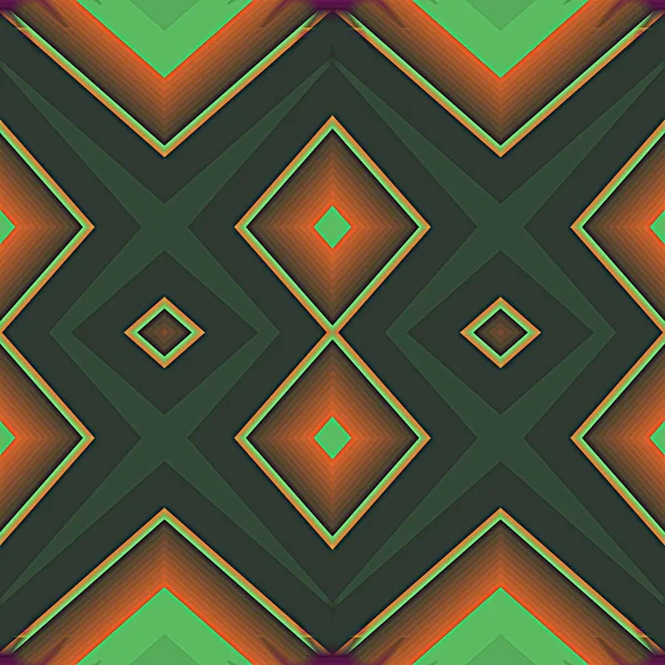 Ретро Помаранчеві Зелені Лінії Квадратні Пірамідні Форми Безшовний Візерунок — стокове фото