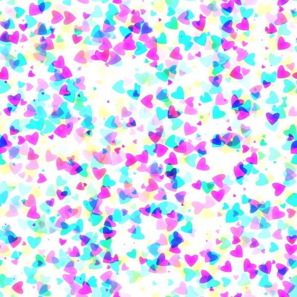Неонові Блакитні Рожеві Жовті Серця Безшовні Візерунки Білому Фоні Картка — стокове фото