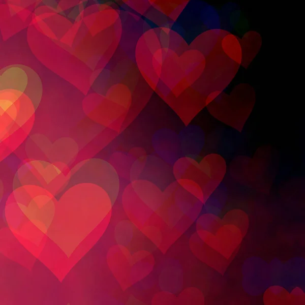 Beautiful Red Glitch Shiny Hearts Dark Empty Part Valentine Day — Stock Photo, Image