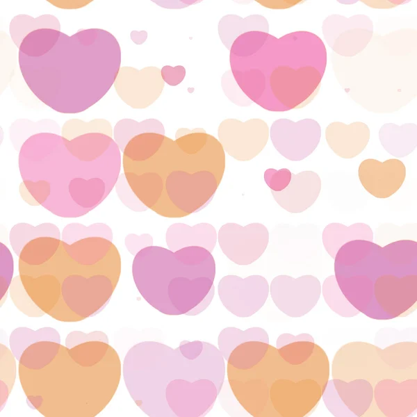 Beautiful Soft Orange Pink Hearts Seamless Pattern White Background Valentine — Stock Photo, Image