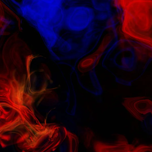 Abstract red blue smoke swirls on black background, mist neon lights disco design