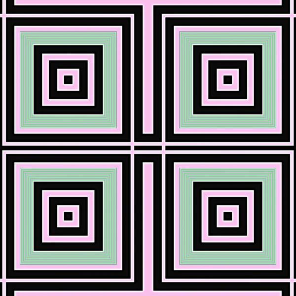 Abstract Pastel Rose Green Squares Black Frame Seamless Pattern — Stock Photo, Image