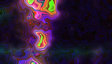 Canlı renkli parlak 3D çizimler neon şekiller, psikedelik şekerler neon pembe turuncu ve yeşil, tekno ya da doğum günü partisi tasarımı.