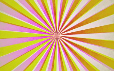 Soyut güneş patlaması ve çizgi film çizgi romanı edepsiz pop sanatının arka planı. Klasik sarı yeşil ve gül duvar kâğıdı