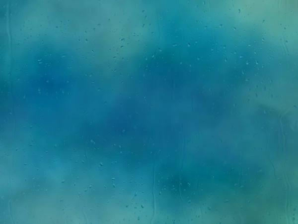 Water drops. Realistic rain droplets on window. Shower glass. Round aqua drips on dark blue stormy weather sky