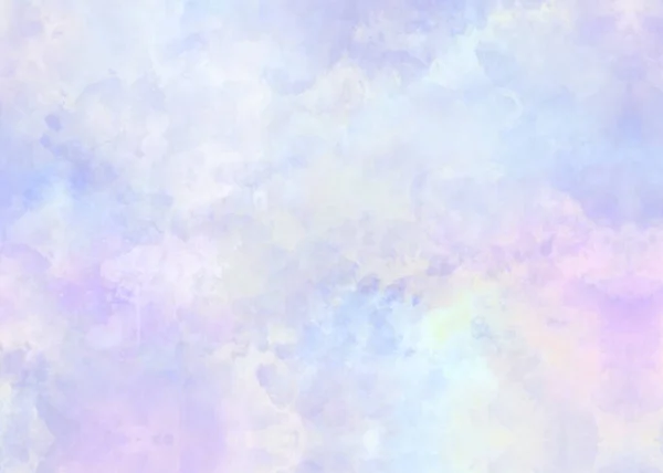 抽象彩虹日落天空的紫罗兰云彩水彩画背景 涂上淡淡的粉红 蓝绿色水彩画水彩画质感 — 图库照片