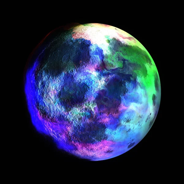 Planeta Curcubeu Fantezie Ilustrație Luna Abstractă Culori Roz Violet Verde — Fotografie, imagine de stoc