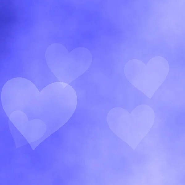 Gradiente Nublado Abstracto Violeta Lavanda Fondo Azul Con Cuatro Corazones —  Fotos de Stock