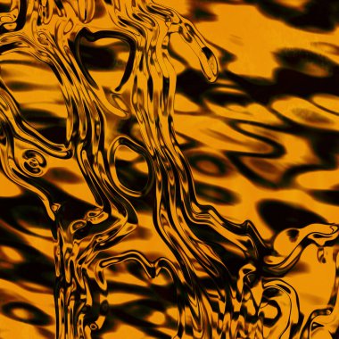 Gerçeküstü akışkan eski sarı turuncu ve kahverengi arka plan, eğri, dalgalı düz çizgiler, zarif sıvı şekillerde eriyen gradyan rengi.