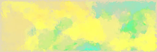 生机勃勃的黄色绿色水彩画背景设计 阳光明媚的框框水彩画 边缘带着生机勃勃哀伤的格子纹理 — 图库照片