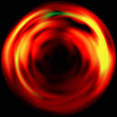 Soyut alev sürrealist parlak kıvrımlar, tehlikeli sıcak kasırga dairesi tasarımı kara fizik boş delik, enerji parıldayan turuncu sarı yuvarlak ateş, büyülü şenlik etkisi