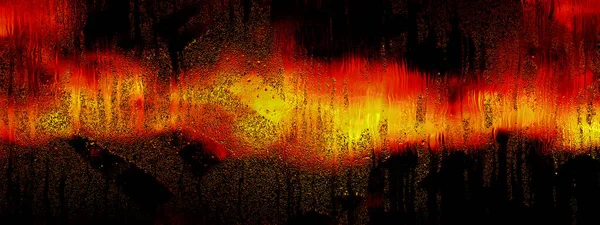 Absztrakt Narancs Tűz Piros Füstös Formák Cseppek Fekete Háttérrel Fraktális — Stock Fotó