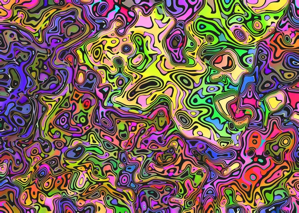 Levendige Kleurrijke Heldere Neon Vloeibare Vormen Funky Psychedelische Achtergrond Chaos — Stockfoto