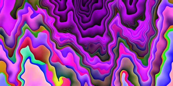 Lebendige Bunte Helle Illustration Neonwellige Formen Psychedelisch Glänzendes Überlappendes Design — Stockfoto