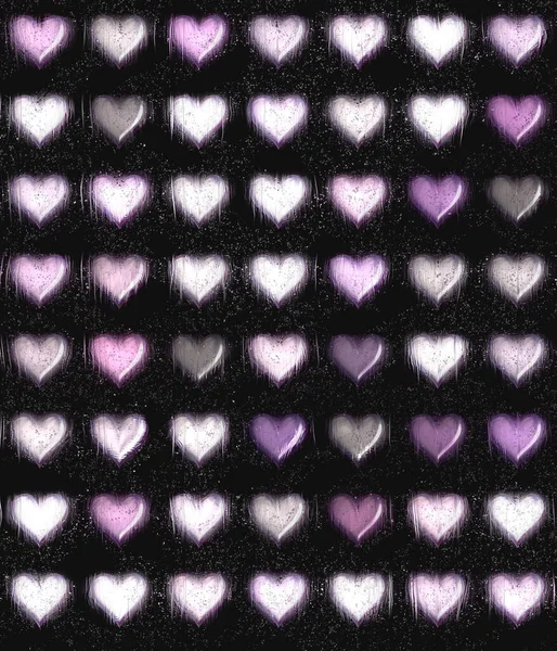 Elegant Hearts Pastel Purple Rose Pink Grey Heart Shapes Pattern — Φωτογραφία Αρχείου