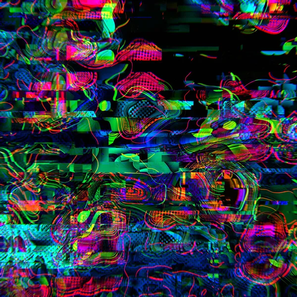 Abstrakt Glitch Färgglada Digitala Rörelse Horisontella Linjer Glödande Ljus Bakgrund — Stockfoto