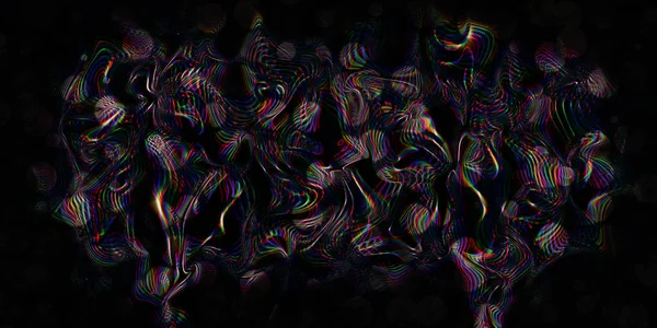 Abstract Wavy Violet Green Psychedelic Circles Digital Motion Glitch Lines — стоковое фото