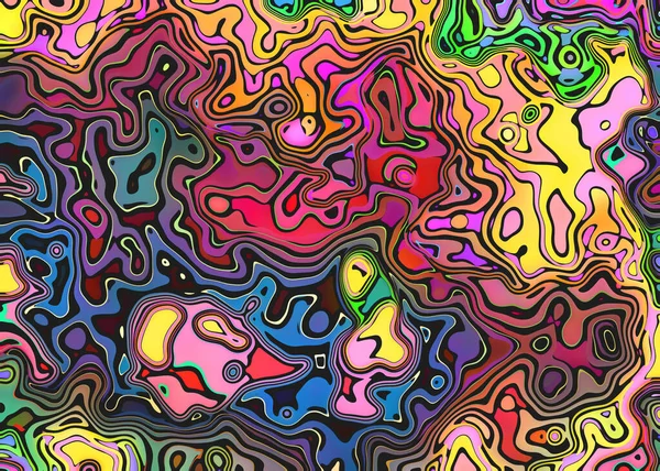 Levendige Kleurrijke Heldere Neon Vloeibare Vormen Funky Psychedelische Achtergrond Chaos — Stockfoto