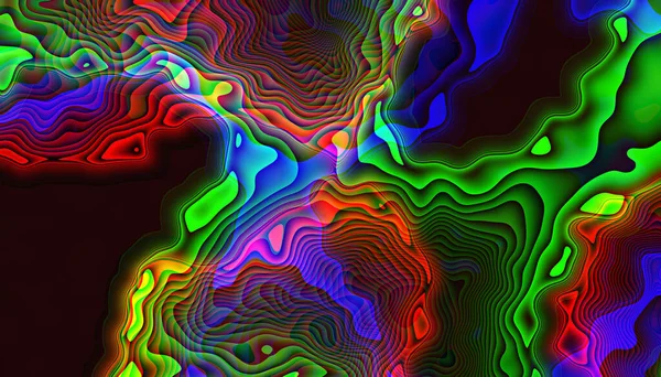Levendige Kleurrijke Heldere Illustratie Neon Golvende Vormen Psychedelische Snoep Glanzend — Stockfoto