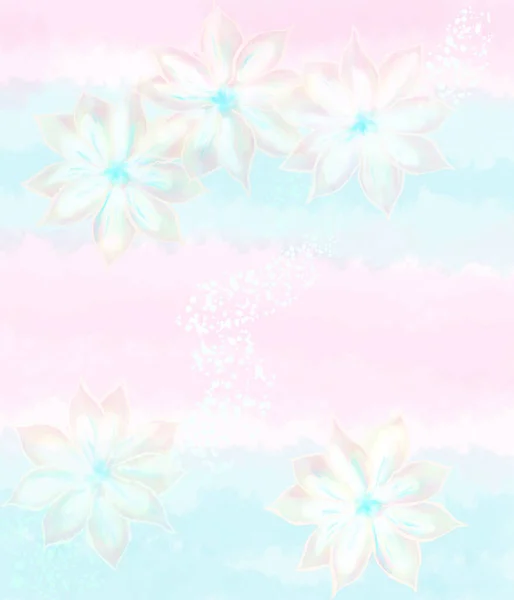 Елегантний Який Дитячий Рожево Блакитний Акварельний Смугастий Фон Малюнком Квітів — стокове фото
