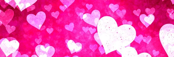 Romantic White Movement Hearts Bright Pink Panoramic Background Love Glowing — Stock Photo, Image