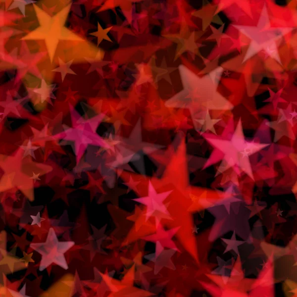 Fantasy Orange Red Neon Defocused Stars Pattern Black Festive Background — Stock Photo, Image