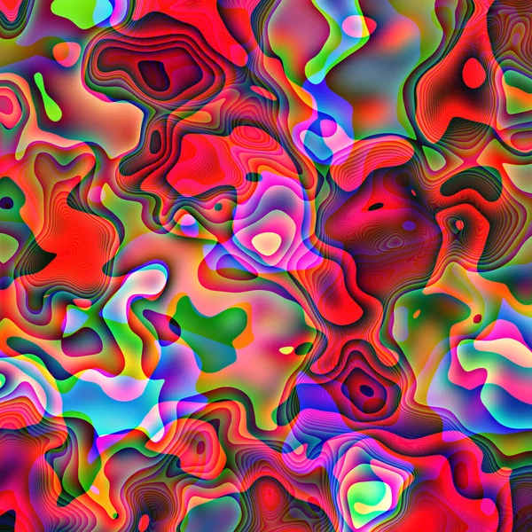 Żywe Kolorowe Jasne Ilustracja Neon Faliste Kształty Psychodeliczne Cukierki Lśniące — Zdjęcie stockowe