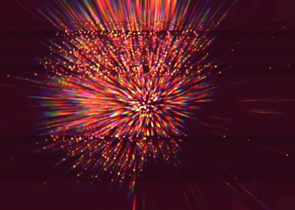 波浪形五彩斑斓的圆圈数字运动烟火爆裂 灯火辉煌派对背景 技术上的迷幻屏幕 光彩夺目的新年或圣诞贺年卡 — 图库照片