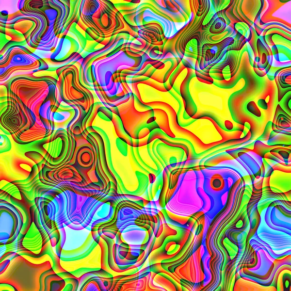 Żywe Kolorowe Jasne Ilustracja Neon Faliste Kształty Psychodeliczne Cukierki Lśniące — Zdjęcie stockowe