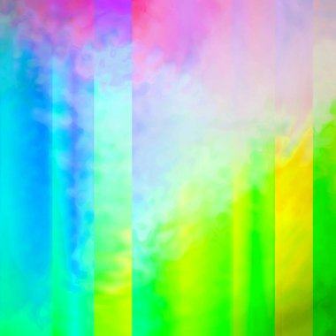 Renkli parlak suluboya şekilleri dikey çizgili, psikedelik kravat boyası üst üste dizayn edilmiş hippi neon yeşil, pembe ve sarı renklerde.