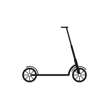 Siyah scooter ikonu. Düz bir şekilde vektör illüstrasyonu. Çevre araçları..