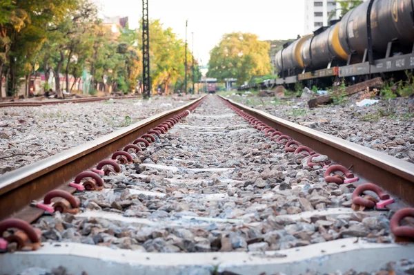 Wazig van spoorweg in het park — Stockfoto