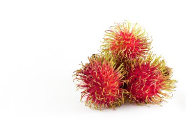 Rambutan meyve Güney Asya lezzet tatlıdır. Beyaz arka plan üzerinde izole
