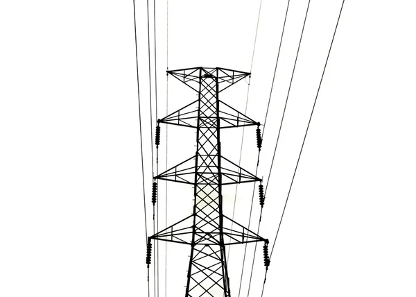 Hochspannungsleitungen isoliert auf weißem Hintergrund — Stockfoto