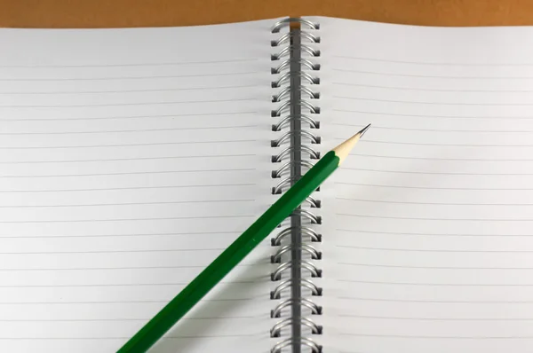 Den tomma bärbara med grön penna, redo att observera eller arbeta — Stockfoto