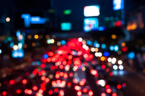 バンコクの交通渋滞のカラフルなボケ — ストック写真