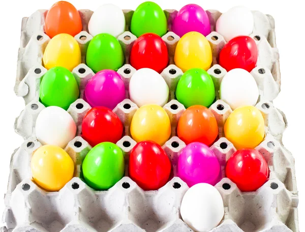 Fancy or colorful of egg in spawn box with white background. soft focus — Stock Photo, Image