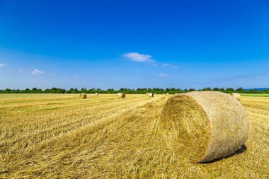 Samandan balyalar ve bulutlarla dolu mavi gökyüzü ile güzel panoramik bir manzara..