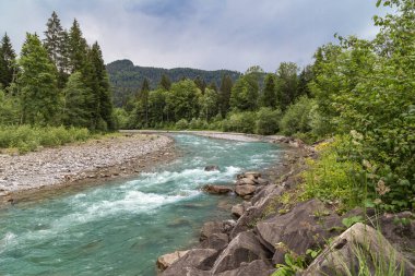 Breitach Nehri ve Allgau 'daki Breitach Kanyonu manzarası. Oberstdorf 'ta. Bavyera 'da. Almanya.