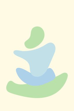 Yeşil ve mavi benekli sarı minimalist arka plan, oval akış şekilli moda vektör tasarımı. İç dekorasyon tasarımı için duvar afişi, ışıksız benekli basit soyut poster