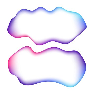 Renkli su damlaları ve eğimli bir ağ. Şeffaf renksiz kabarcıklar, suluboya efektli, gradyan. Stok vektör illüstrasyonu beyaz arkaplanda izole edildi. Gradyan şablonu.