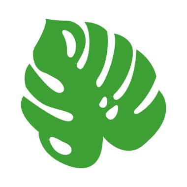 Orman veya yağmur ormanı tropikal yeşil yaprak, bitkisel element. Stok vektör illüstrasyonu beyaz arkaplanda izole edildi. İzole edilmiş bir işaret, sembol ya da simge olarak kullanılabilir. Botanik bitkisi düz vektör canavarı.