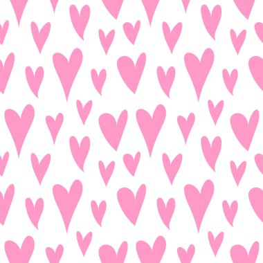 Şirin pembe kalp deseni, romantik baskı. Aşk dokusu, sevgililer günü için kusursuz desen - ambalaj kağıdı için, kumaş için, tekstil için, romantik duvar kâğıdı şirin pembe kalpler için, basit arka plan.