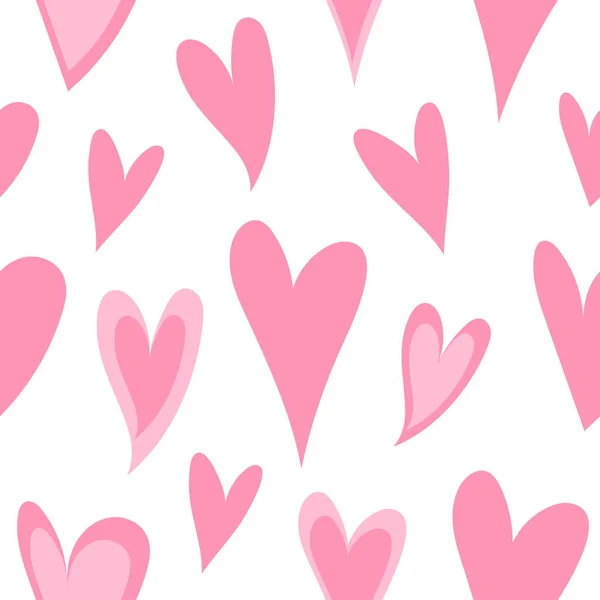 バレンタインデーのための祭りのシームレスなパターン 紙のための 生地のための 繊維のための ロマンチックな壁紙 かわいいピンクの二重の心 かわいいピンクの心のパターン 愛のテクスチャ ロマンチックな印刷 シンプルな背景 — ストックベクタ