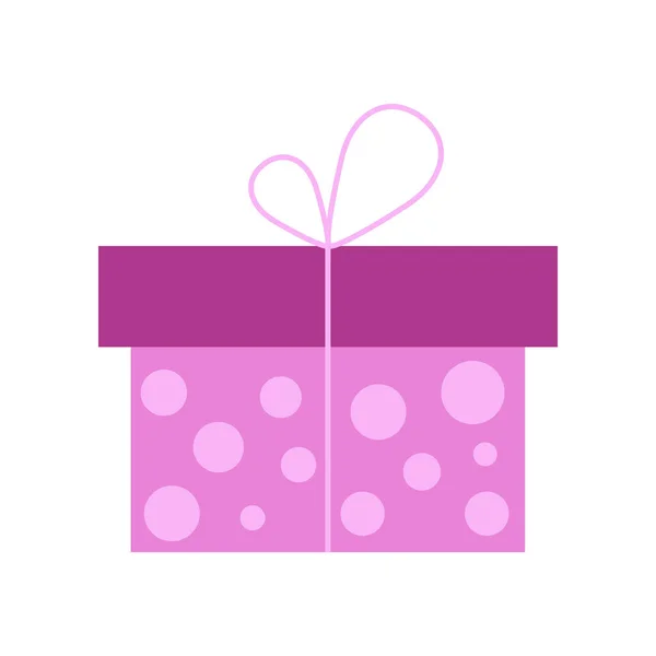 用粉红色 紫色或紫丁香纸包着一个惊喜的礼品盒 可用作图标 符号或符号 带有圆圈的节日礼品盒 白色背景隔离 — 图库矢量图片