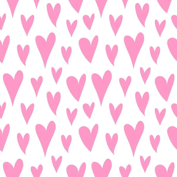 かわいいピンクのハート柄 ロマンチックなプリント 愛の質感 バレンタインデーのためのシームレスなパターン 包装紙 かわいいピンクの心を持つロマンチックな壁紙 シンプルな背景 — ストックベクタ