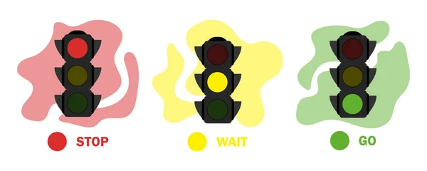 Traffic Light Set Illustration Simple Stock Vector Illustration Isolated White — Stock Vector