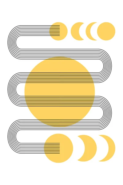 Abstract Poster Boho Arches Circles Moon Crescent Orange Color Interior — Stock Vector